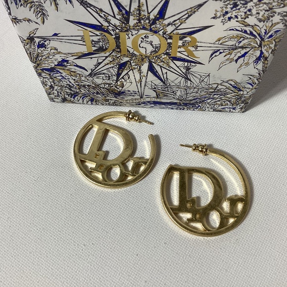 Dior Vintage Gold Hoop Earrings - Picture 1 of 3